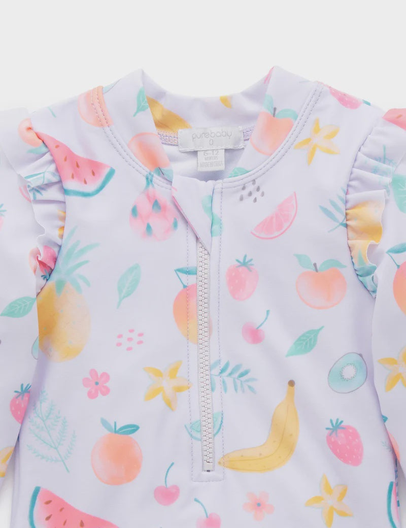 Frilly Long Sleeve Swimsuit Fruity
