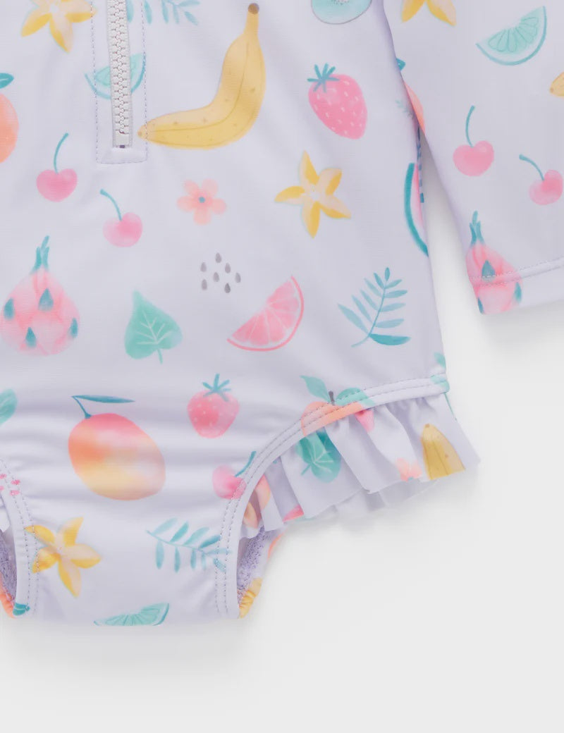 Frilly Long Sleeve Swimsuit Fruity