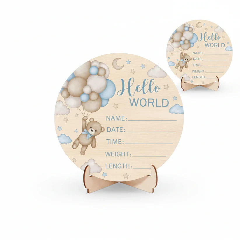 Newborn Announcement - Teddy Bear Blue