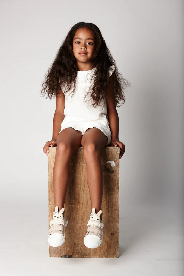 Hunni the Bunny Kids Sneakers - Organic Cotton Shoes with Velcro Straps