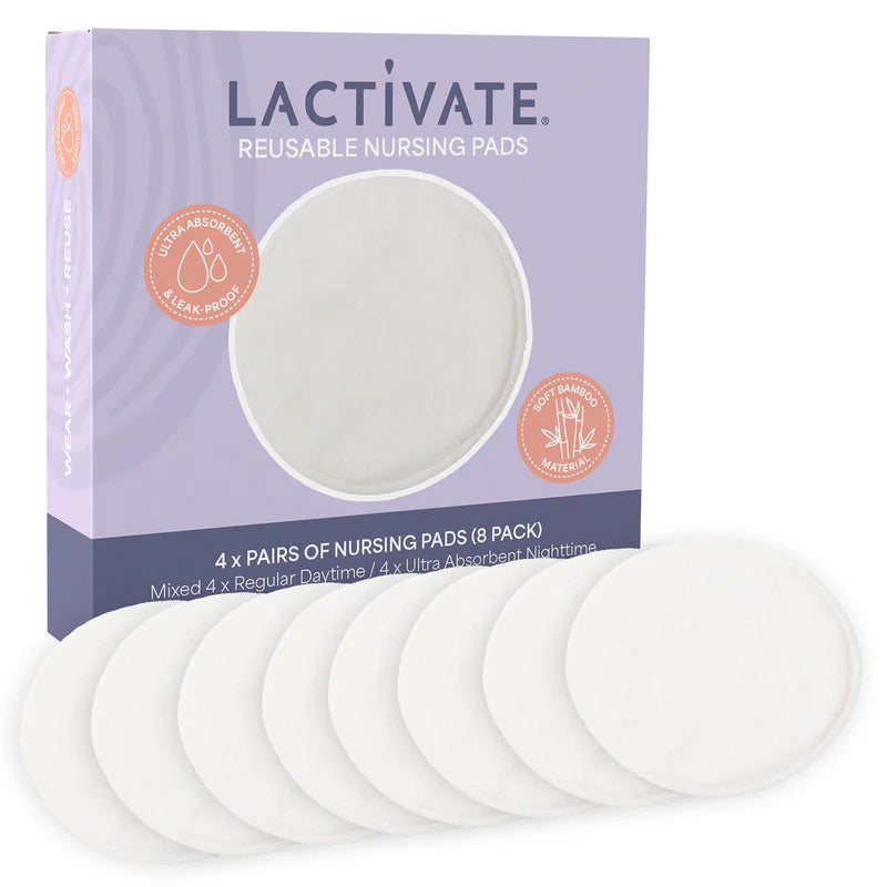 Lactivate® Reusable Mixed White Nursing Pads- 8pk