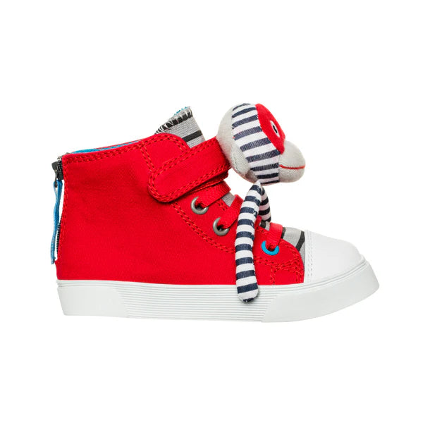 Mo the Monkey Kids High Top Sneakers - Organic Cotton Shoes with Easy Zipper