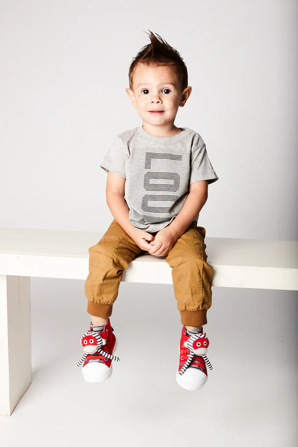 Mo the Monkey Kids High Top Sneakers - Organic Cotton Shoes with Easy Zipper