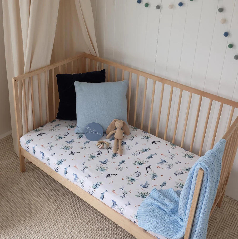 Ocean Organic Fitted Cot Sheet