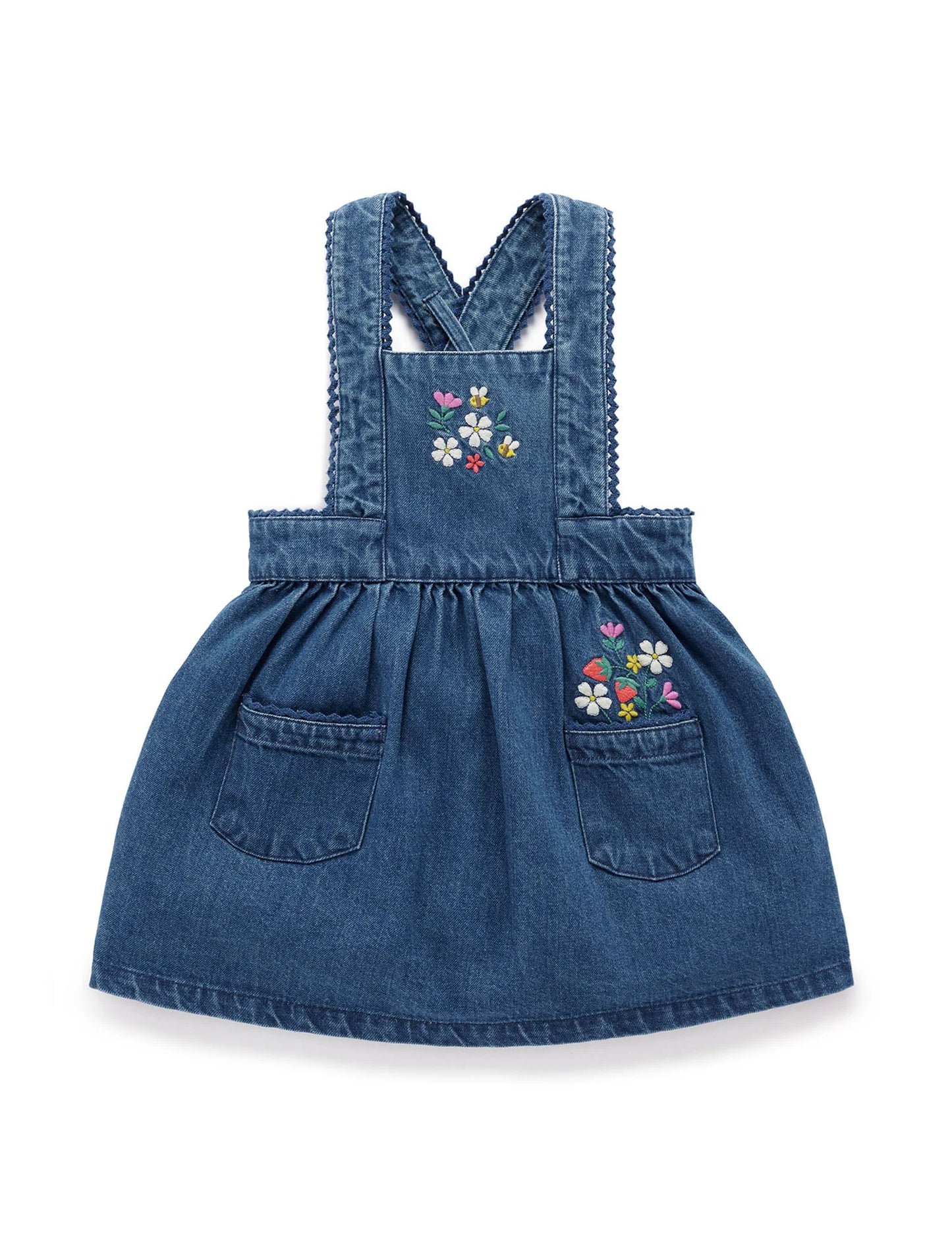 EMBROIDERED PINNIE - Mid Denim