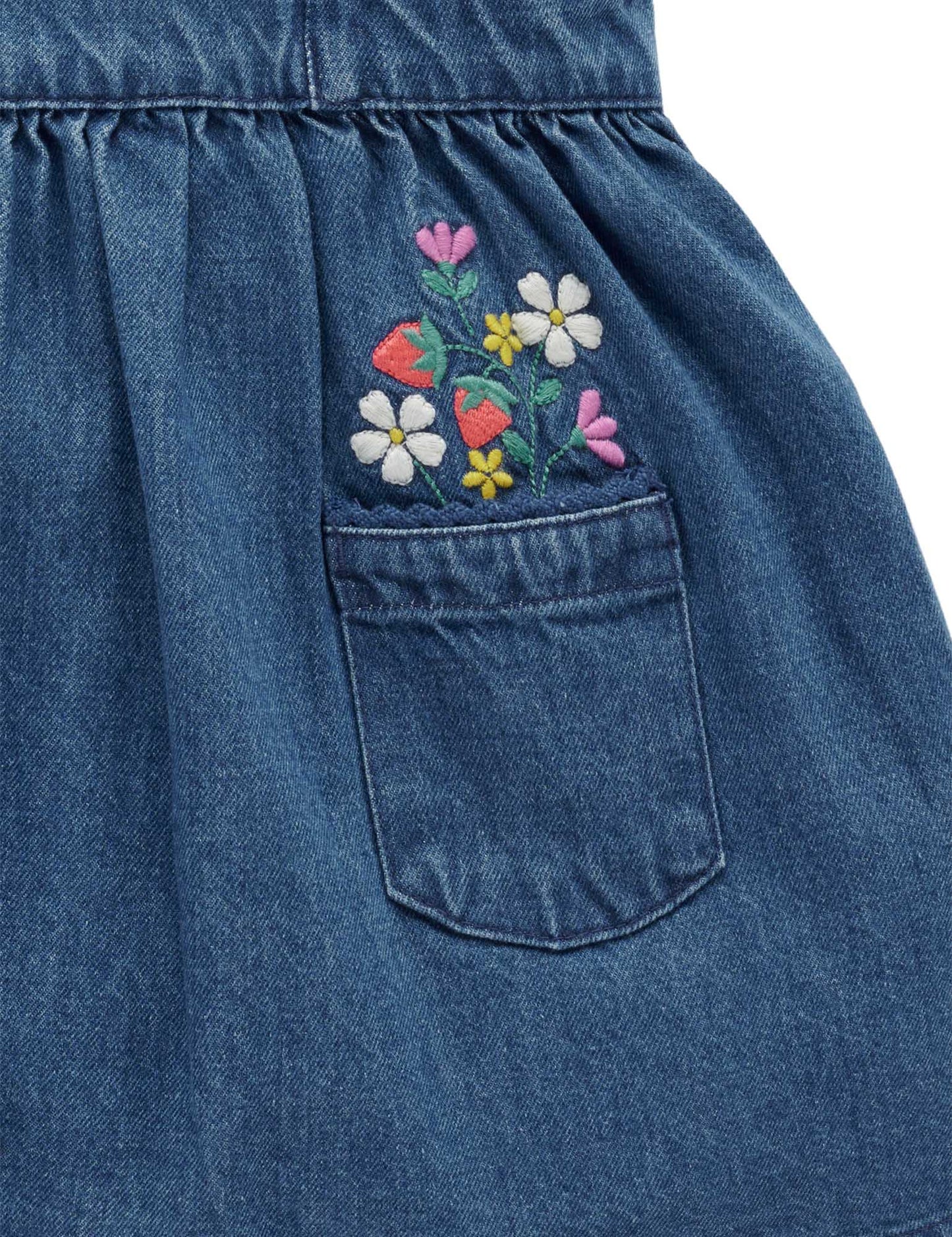 EMBROIDERED PINNIE - Mid Denim