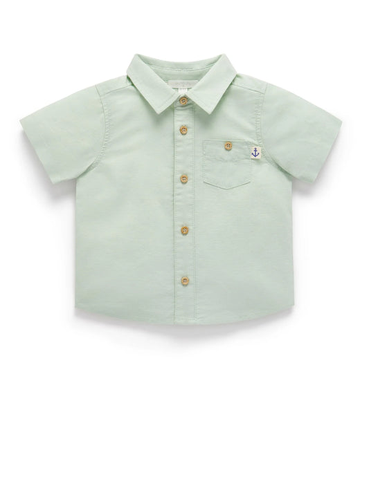 LINEN BLEND SHIRT- Lichen
