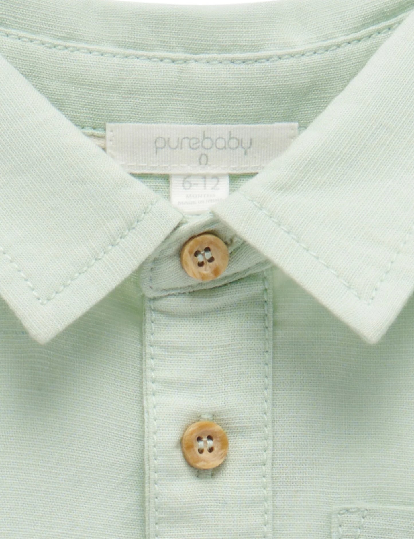LINEN BLEND SHIRT- Lichen
