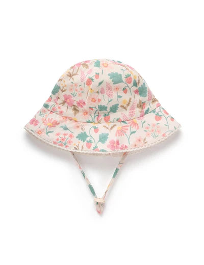 LINEN BLEND SUNHAT-Strawberry Garden Floral