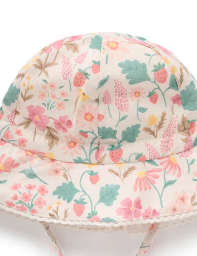 LINEN BLEND SUNHAT-Strawberry Garden Floral