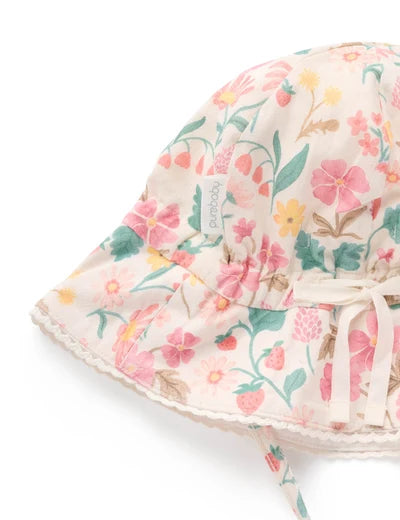LINEN BLEND SUNHAT-Strawberry Garden Floral