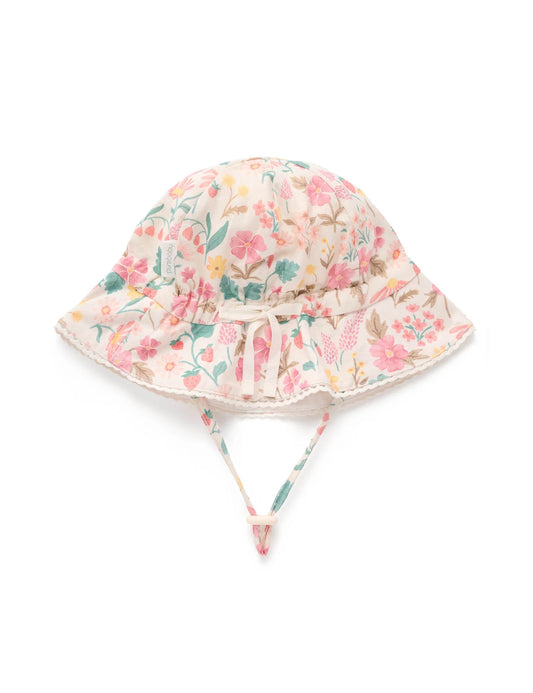 LINEN BLEND SUNHAT-Strawberry Garden Floral
