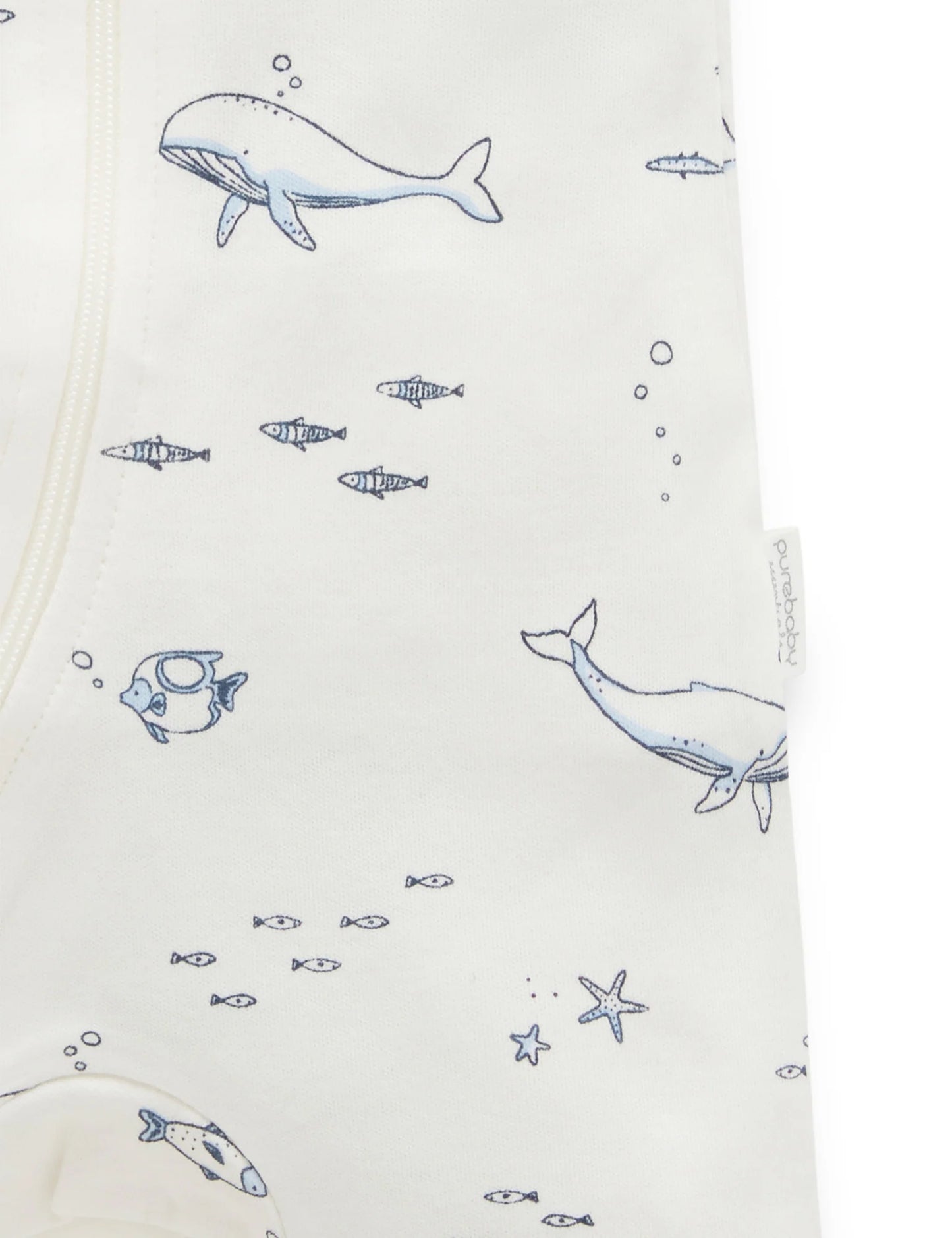 S/S SHORT LEG ZIP GROWSUIT- Vanilla Nautical