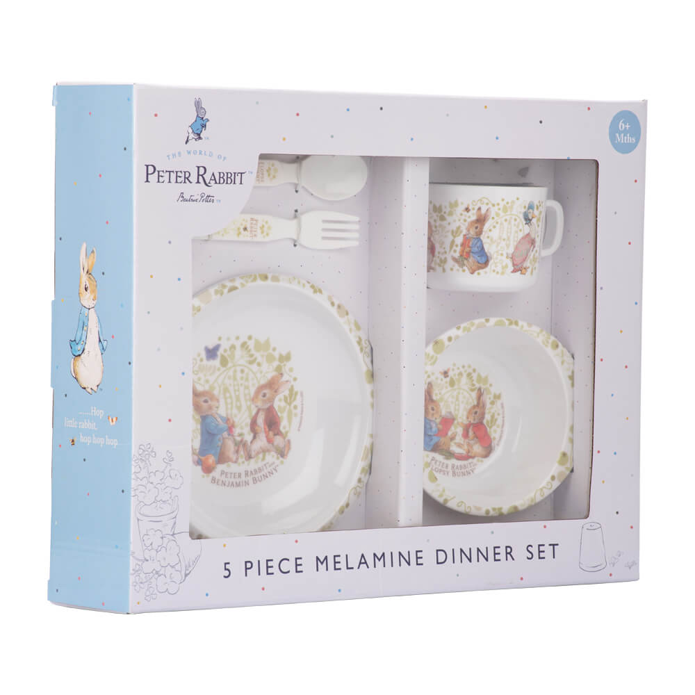 PETER RABBIT 5 PIECE MELAMINE DINNER SET