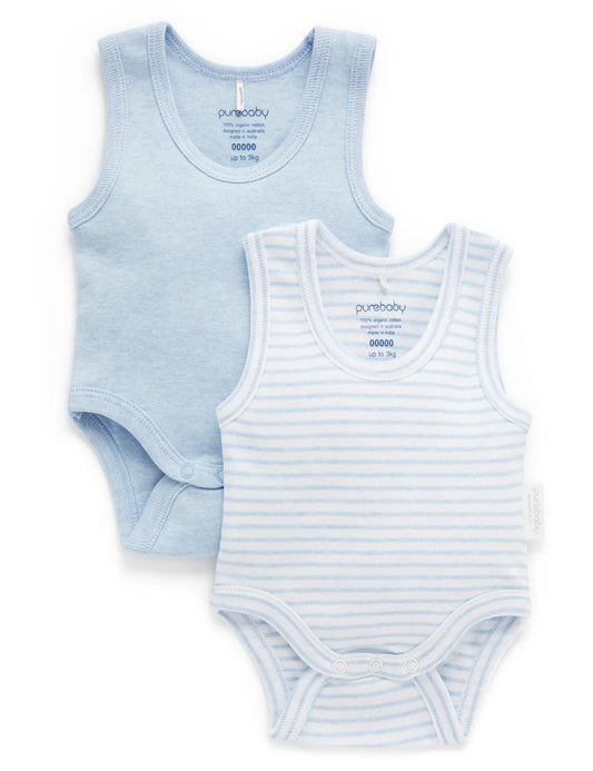 RIB BODYSUIT 2 PACK - Pale Blue