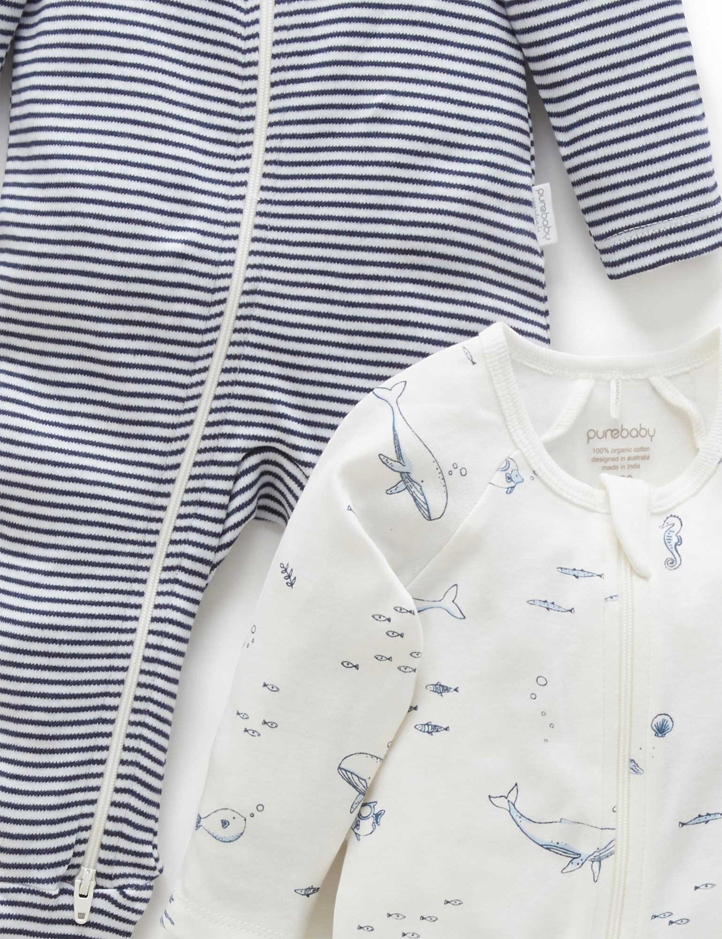 2 PACK ZIP GROWSUIT -Vanilla Nautical