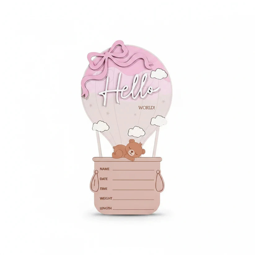 Hello World Pink Hot Air Balloon