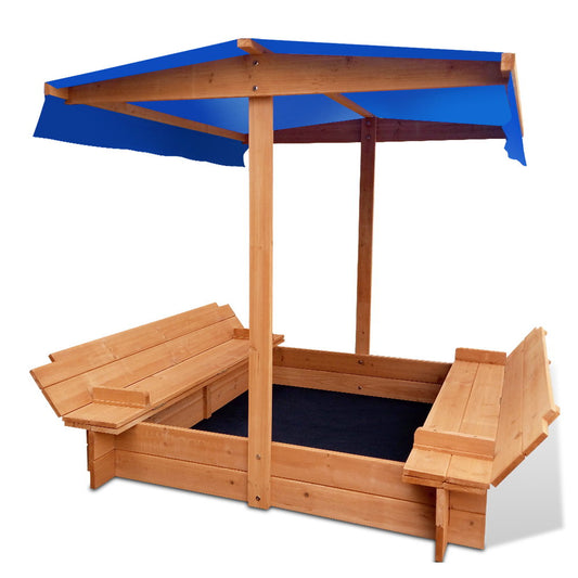 Keewezi Wooden Outdoor Sand Box Set Sand Pit- Natural Wood