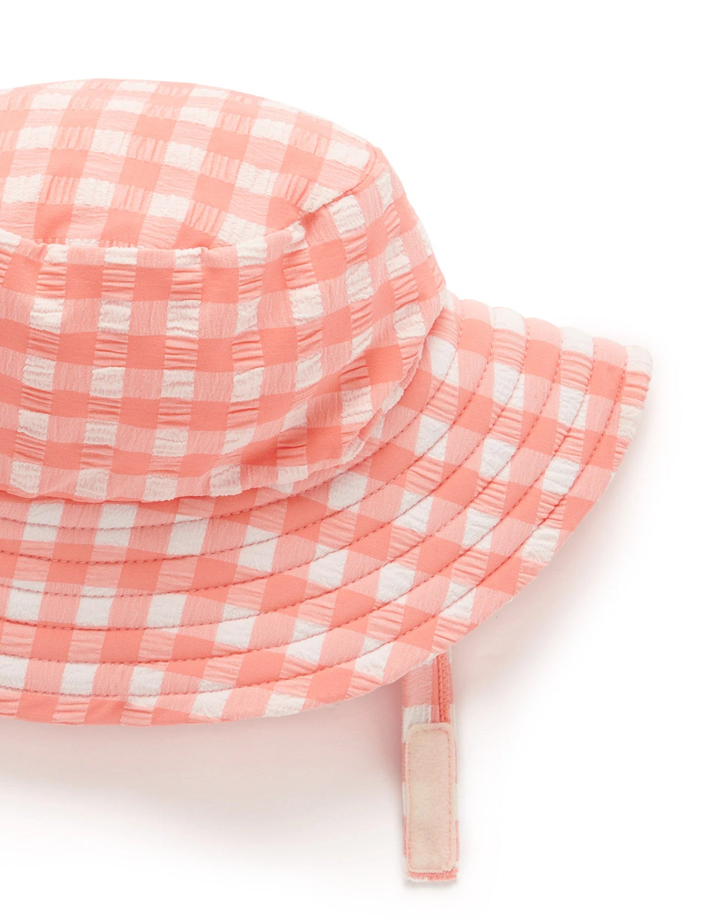BROAD BRIM SWIM HAT-Coral Gingham