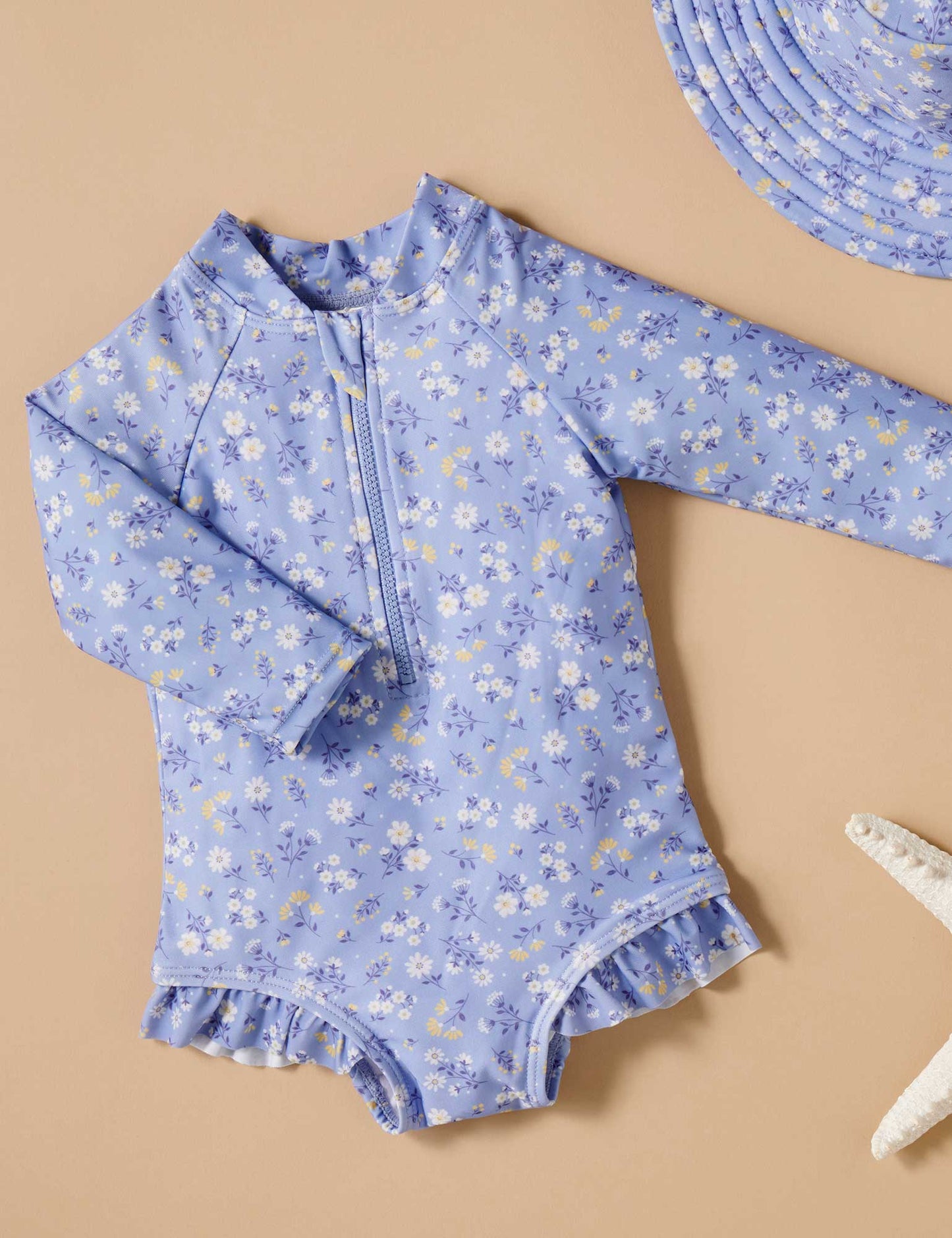 PRINTED L/S SWIMSUIT- Daisy Print