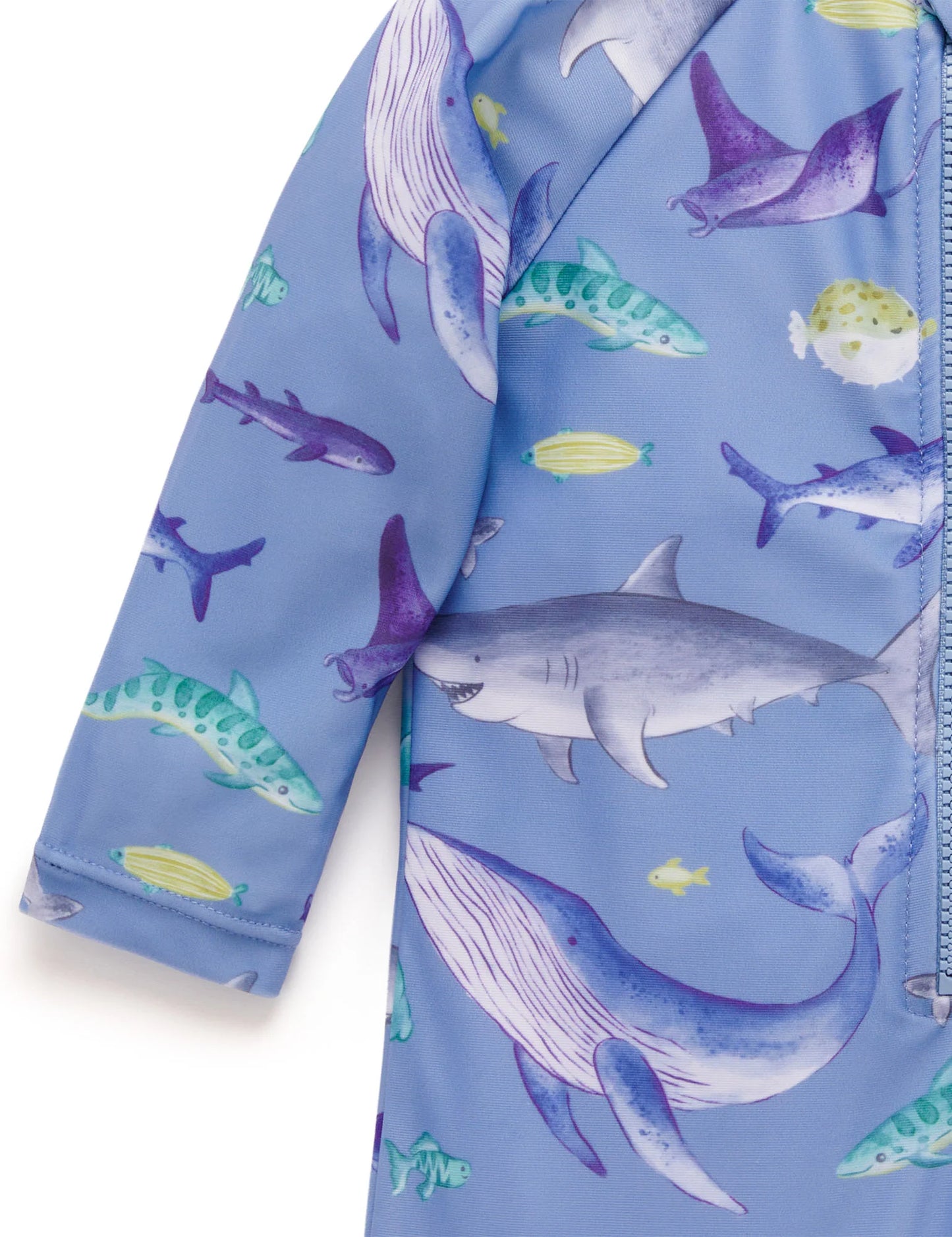 PRINTED L/S SUNSUIT- Shark