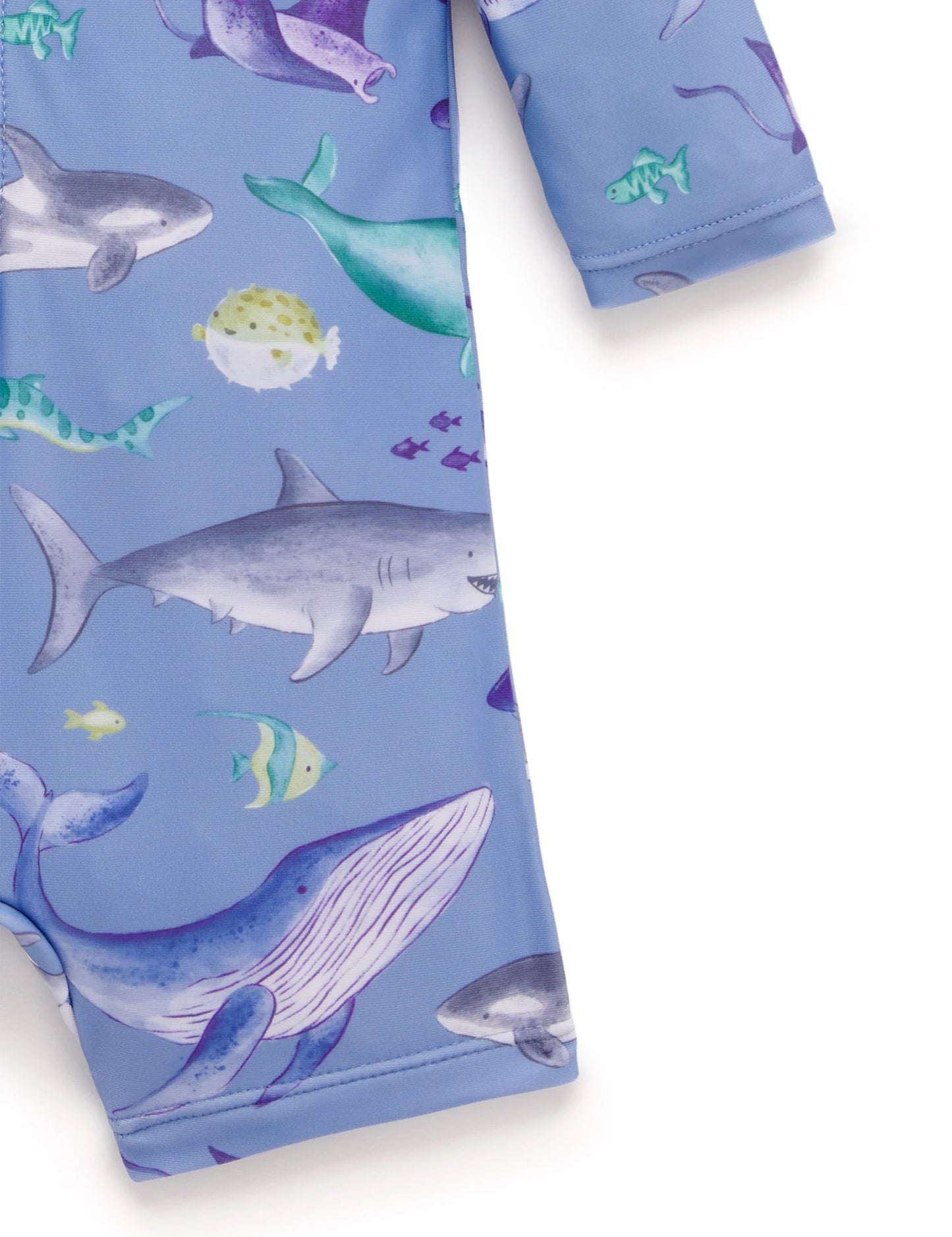 PRINTED L/S SUNSUIT- Shark
