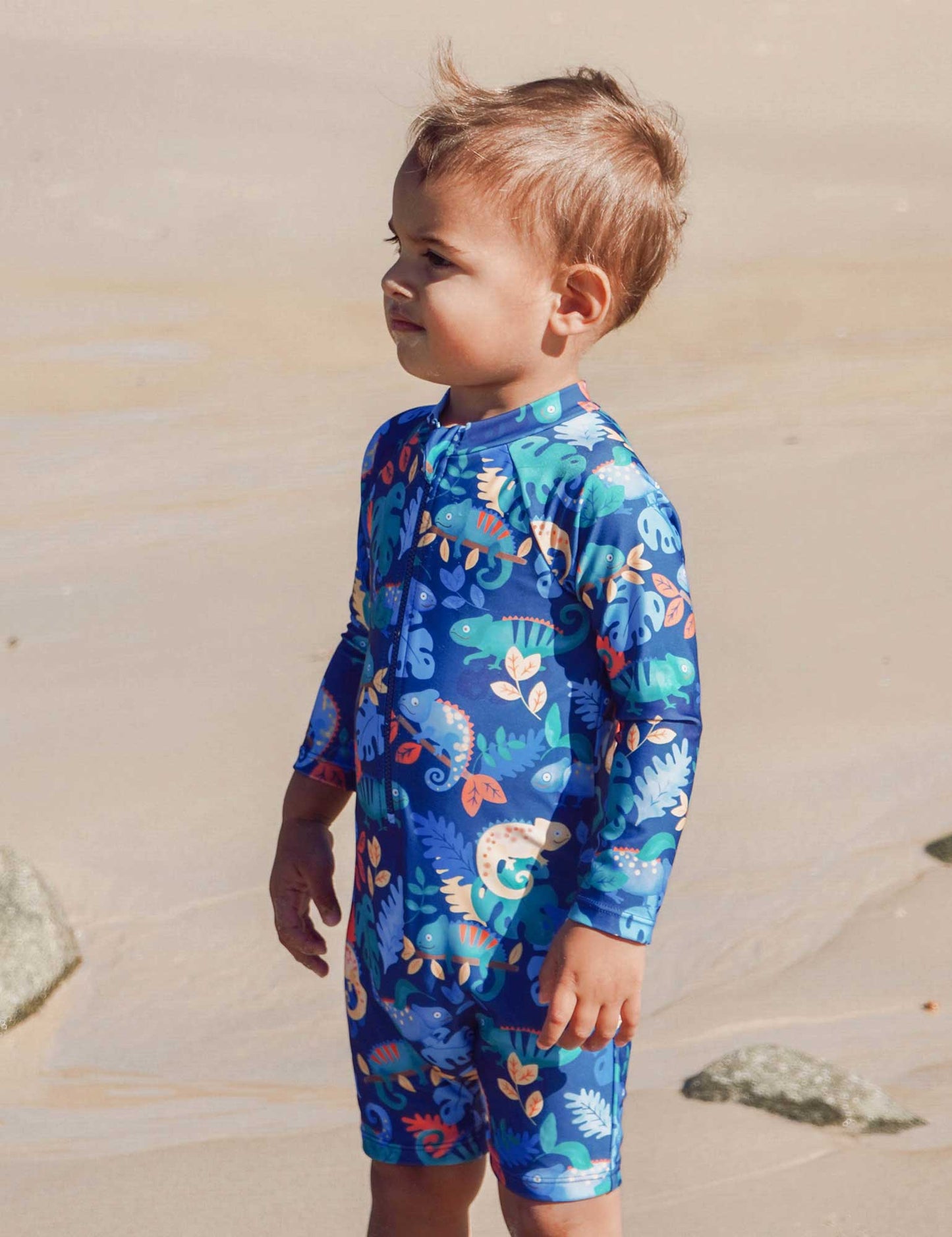 PRINTED L/S SUNSUIT-CHAMELEON