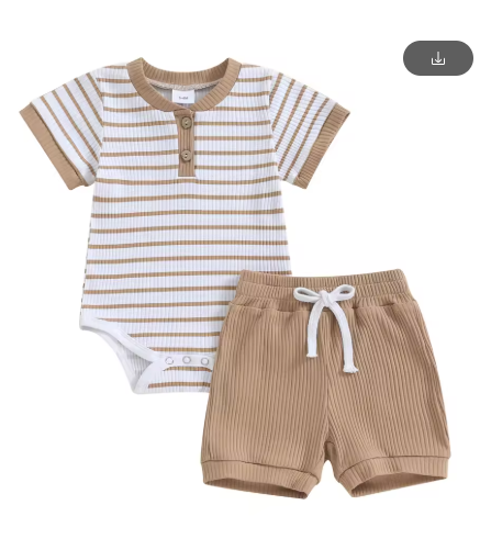 Striped Romper and Shorts Set
