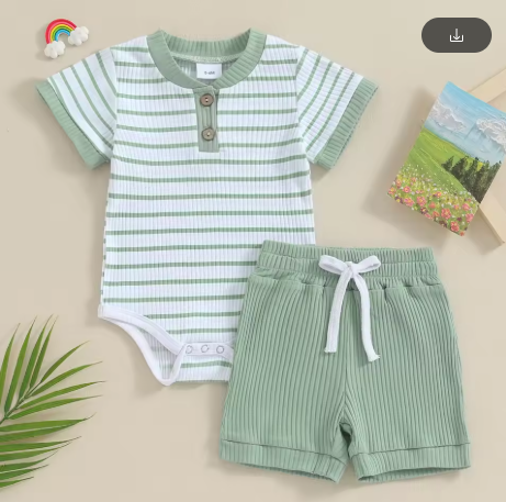 Striped Romper and Shorts Set