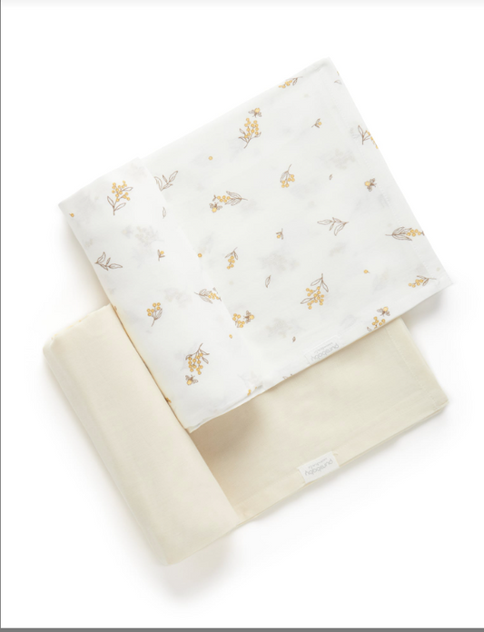 Muslin Wrap - Wheat Wattle Bee 2pk