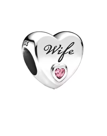 Sterling Silver Bracelet Charm-Heart shape Grandma, Nan, Wife