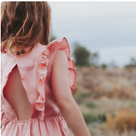 Girls Florence Summer Dress - Peach Pink Linen