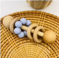 Beech Wood Rattle and Teether Toy