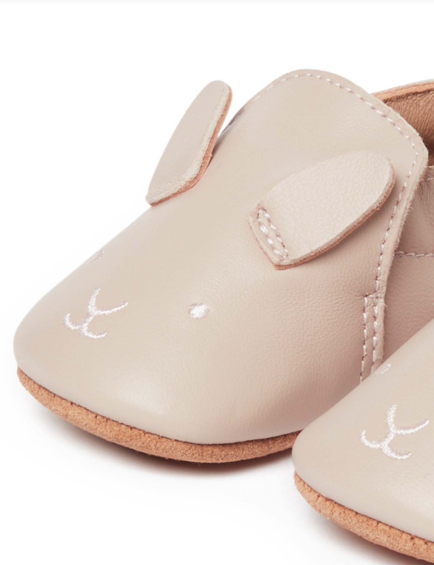 LEATHER PULL ON SLIPPER-Blush Bunny