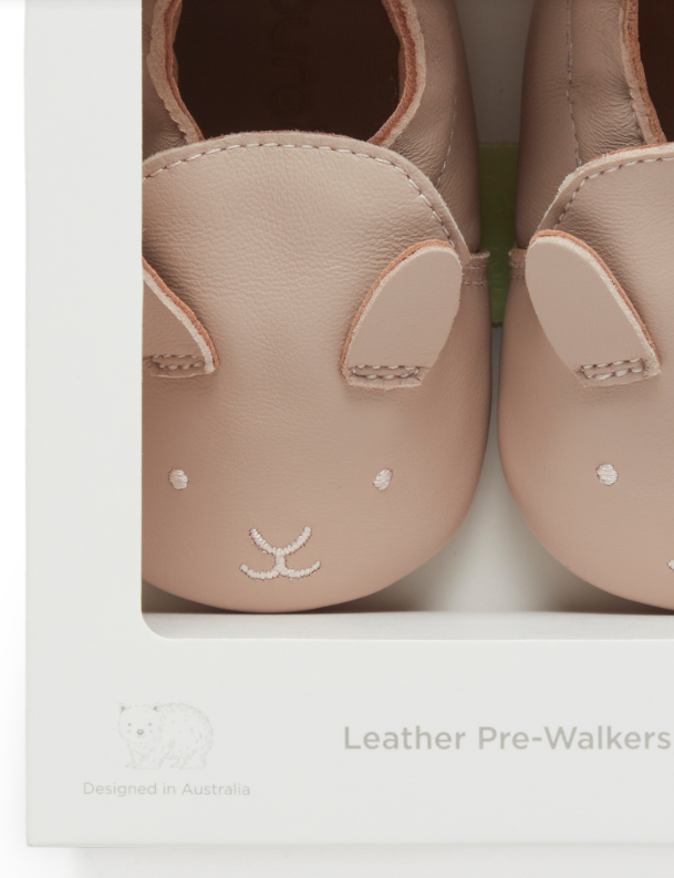 LEATHER PULL ON SLIPPER-Blush Bunny
