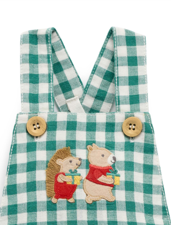 Gingham Overalls- Coriander