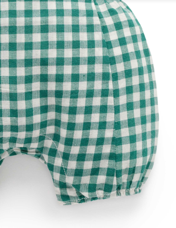 Gingham Overalls- Coriander
