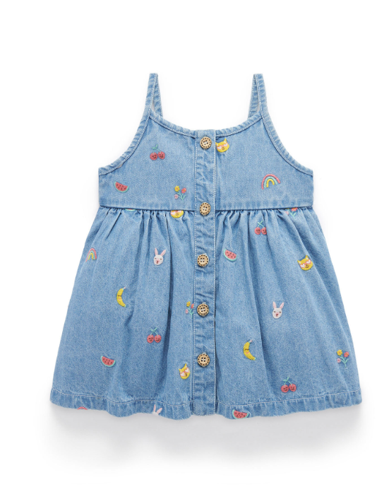 CHAMBRAY BRODERIE DRESS