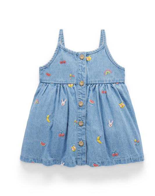 CHAMBRAY BRODERIE DRESS
