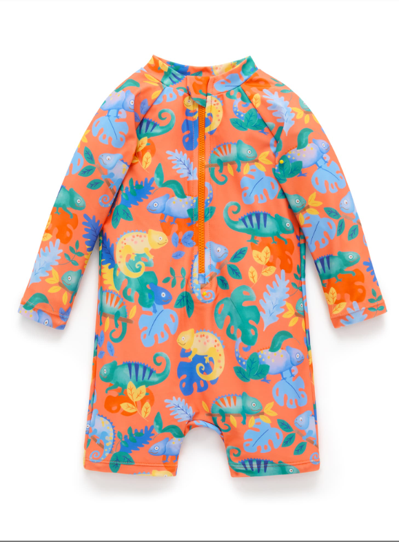 PRINTED L/S SUNSUIT-FIESTA CHAMELEON