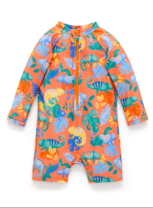 PRINTED L/S SUNSUIT-FIESTA CHAMELEON