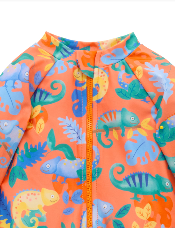 PRINTED L/S SUNSUIT-FIESTA CHAMELEON