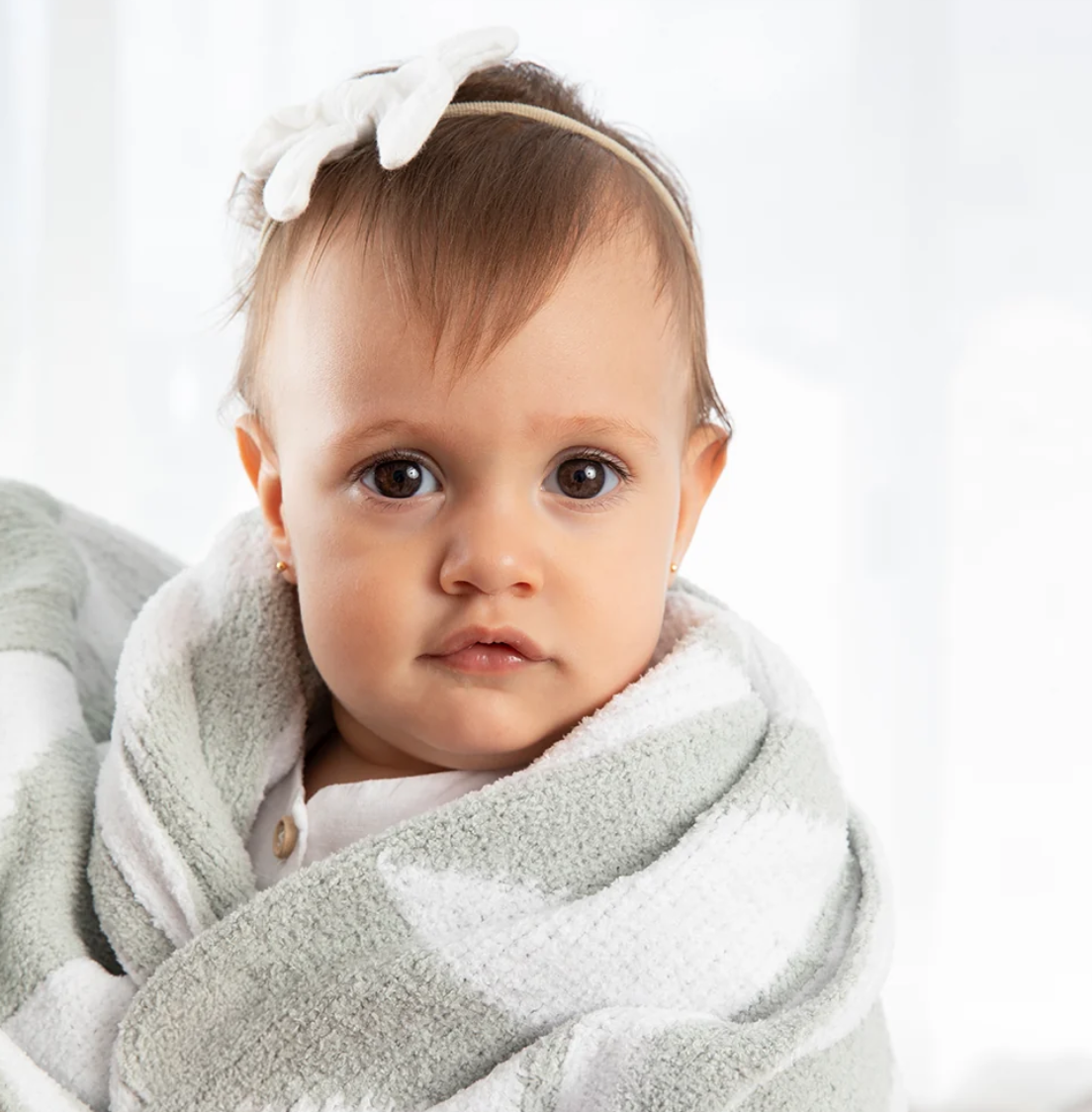 Chenille Knitted Blanket - Sage Triangle
