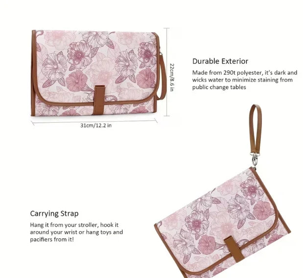 Portable Changing Mat Clutch Florals