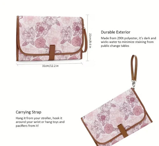 Portable Changing Mat Clutch Florals