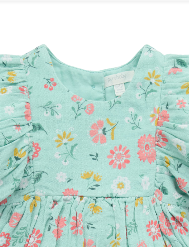 Gathered Dress- Guava Floral