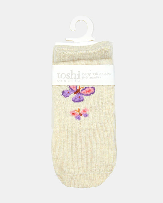 Organic Ankle Socks, Jacquard- Butterfly Bliss