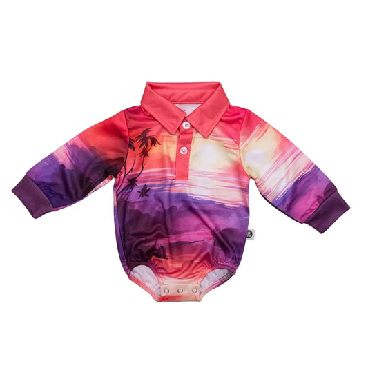 Baby Fishing Shirt One Piece Tropical Dusk