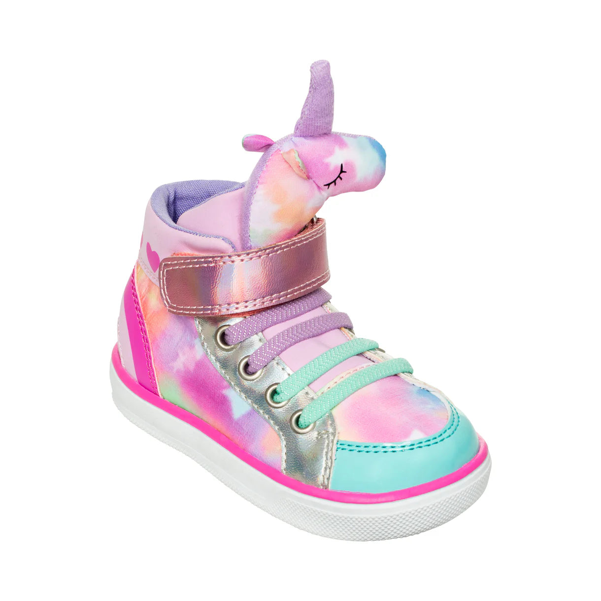 Twinkle the Unicorn Kids High Top Sneakers - Vegan Leather Shoes with Elastic Laces