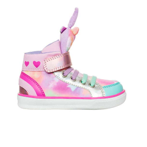 Twinkle the Unicorn Kids High Top Sneakers - Vegan Leather Shoes with Elastic Laces